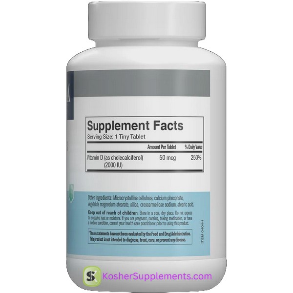 Freeda Vitamin D3 2000 IU kosher vitamin supplement bottle